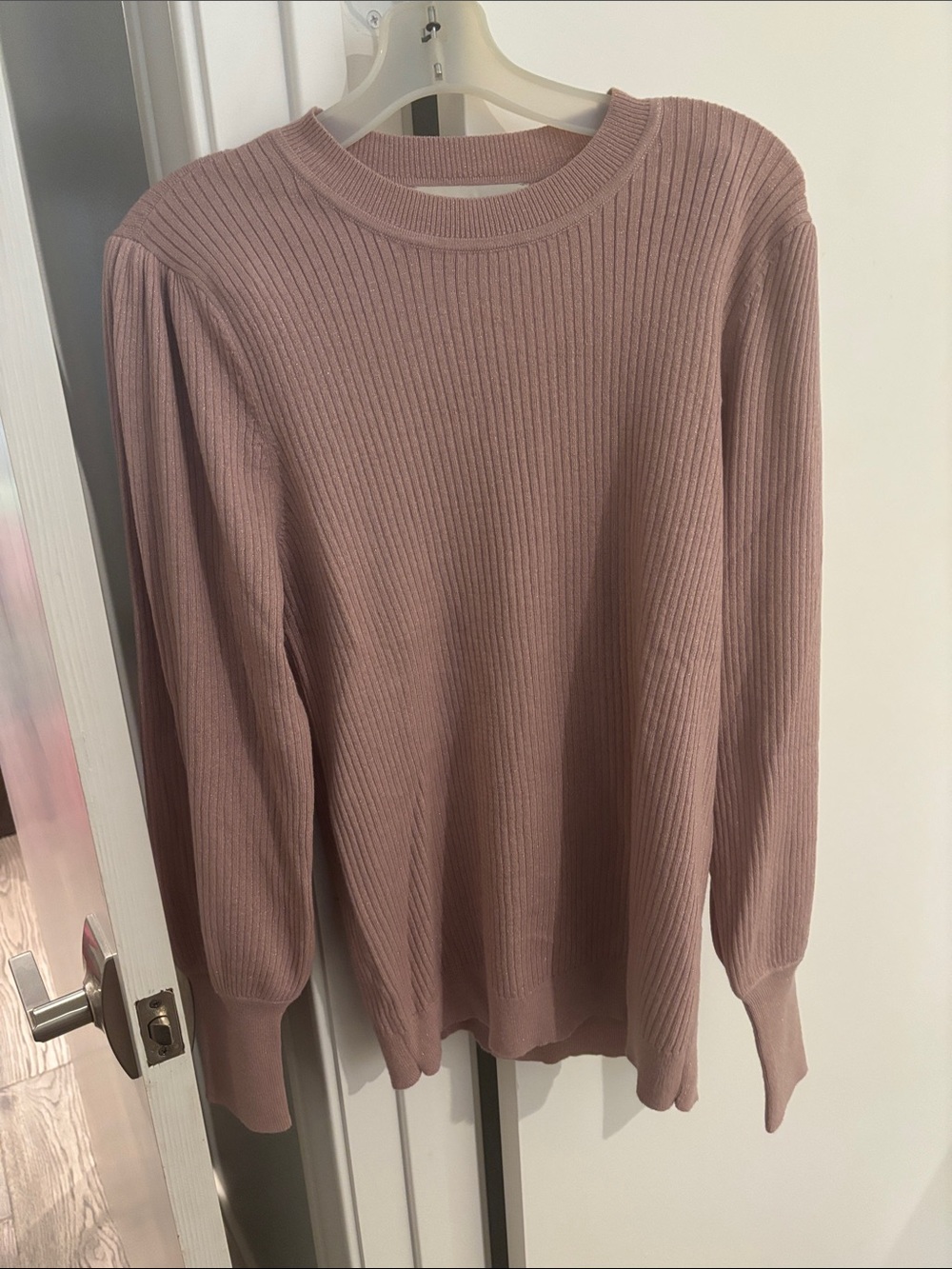 Ribbed Crewneck Sweater in Dusty Rose - Women's Knit Pullover